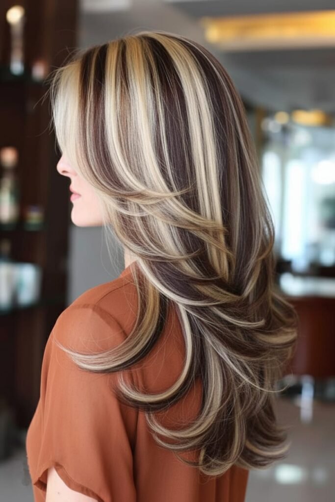 21 Gorgeous Fall Hair Color Ideas to Try This October 2025 12 Blonde and Espresso High-Contrast Panels