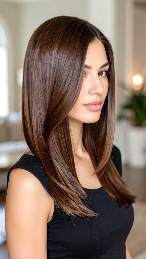 21 Gorgeous Fall Hair Color Ideas to Try This October 2025 15 Glossy Chestnut Luxe