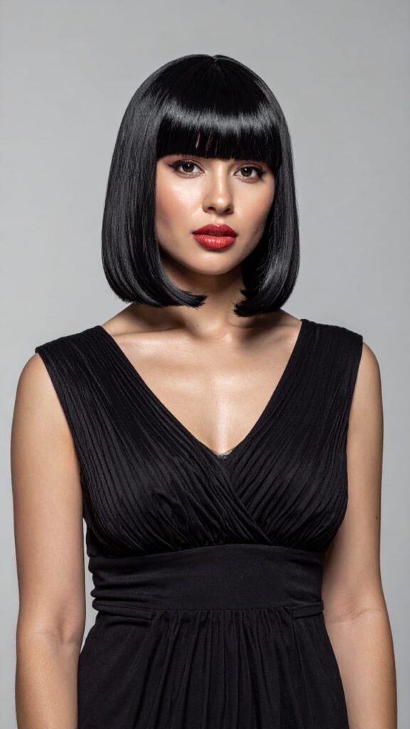 22 Fall Hair Looks You’ll Want to Copy This October 2025 2 Glossy Midnight Bob