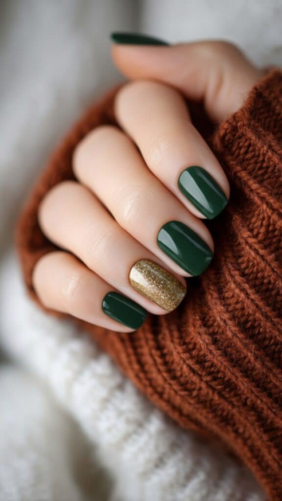 21 October Fall Nails Design 2025: Trendy, Cozy & Totally Insta-Worthy 18 Emerald Spark