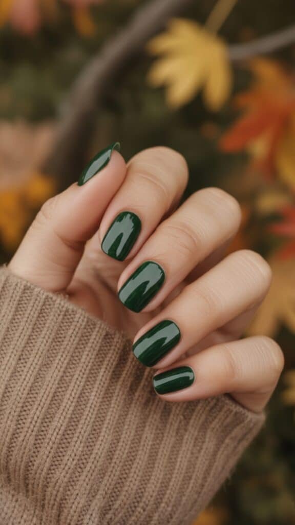 21 October Fall Nails Design 2025: Trendy, Cozy & Totally Insta-Worthy 19 Evergreen Gloss Nails