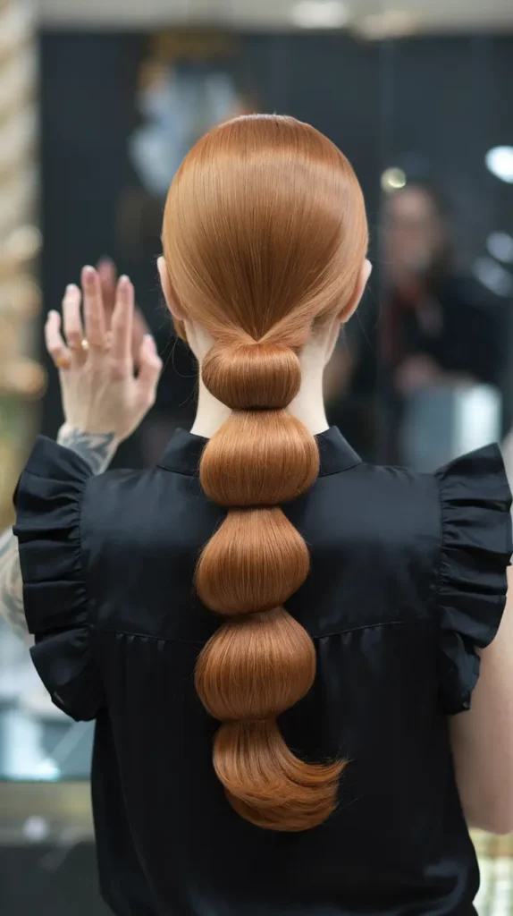 23 Easy Fall Hairstyles 2025-2026: Hairstyles That Instantly Upgrade Your Vibe 17 Cinnamon Slick Bubble Ponytail