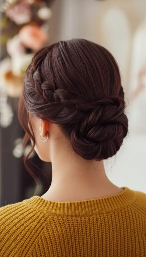 23 Easy Fall Hairstyles 2025-2026: Hairstyles That Instantly Upgrade Your Vibe 5 Side-Swept Braid to Twisted Low Bun