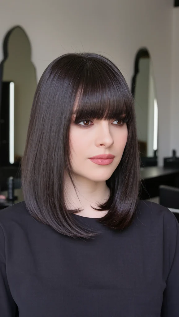 21 Shoulder-Length Haircuts Inspiration 2026 That Look Chic on Everyone 21 Collarbone Full Fringe