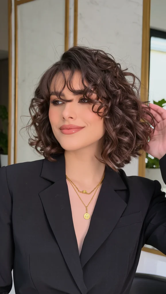 Curly Bob with Bangs