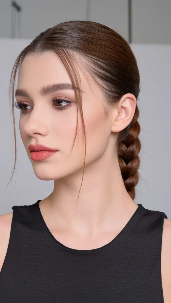 22 Clean Girl Hair Ideas 2026 for Women Who Love Effortless Chic 9 The Glassy Low Braid