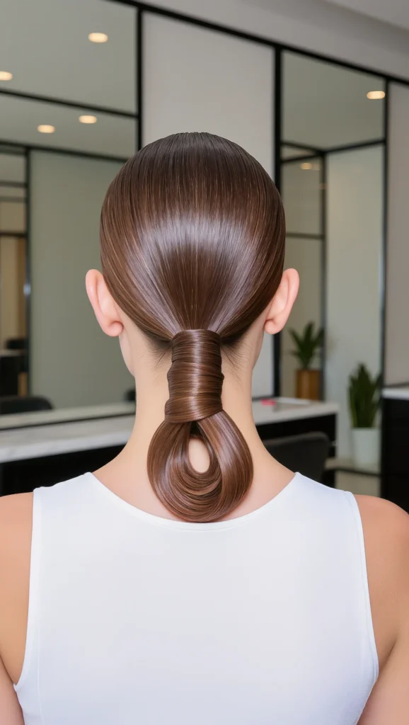 22 Clean Girl Hair Ideas 2026 for Women Who Love Effortless Chic 2 The High-Gloss Low Knot
