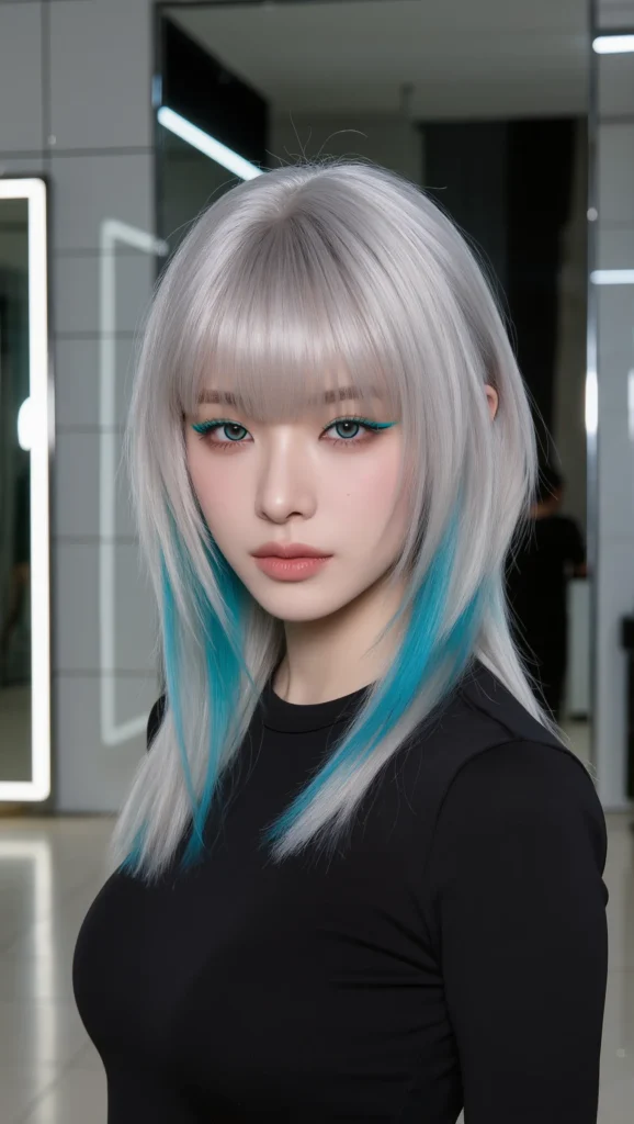 21 Wolf Haircut Trends 2026: The Edgy, Textured Styles Everyone Wants 13 Platinum Silver with Electric Teal Contrast