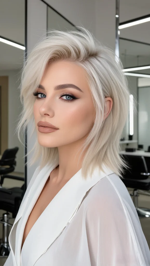 21 Wolf Haircut Trends 2026: The Edgy, Textured Styles Everyone Wants 20 Icy White Editorial Lob