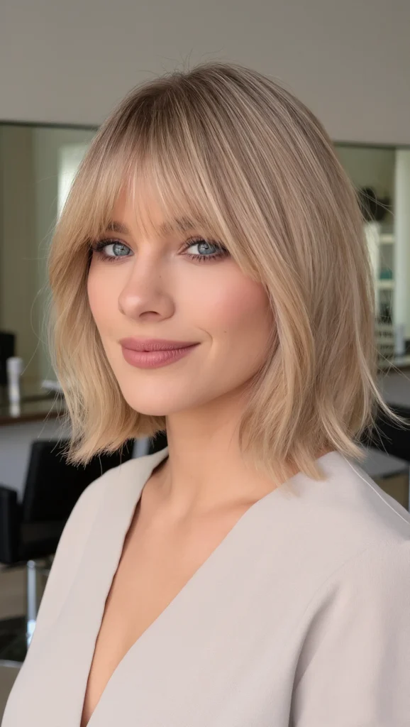 Lived-In Curtain Bangs Lob