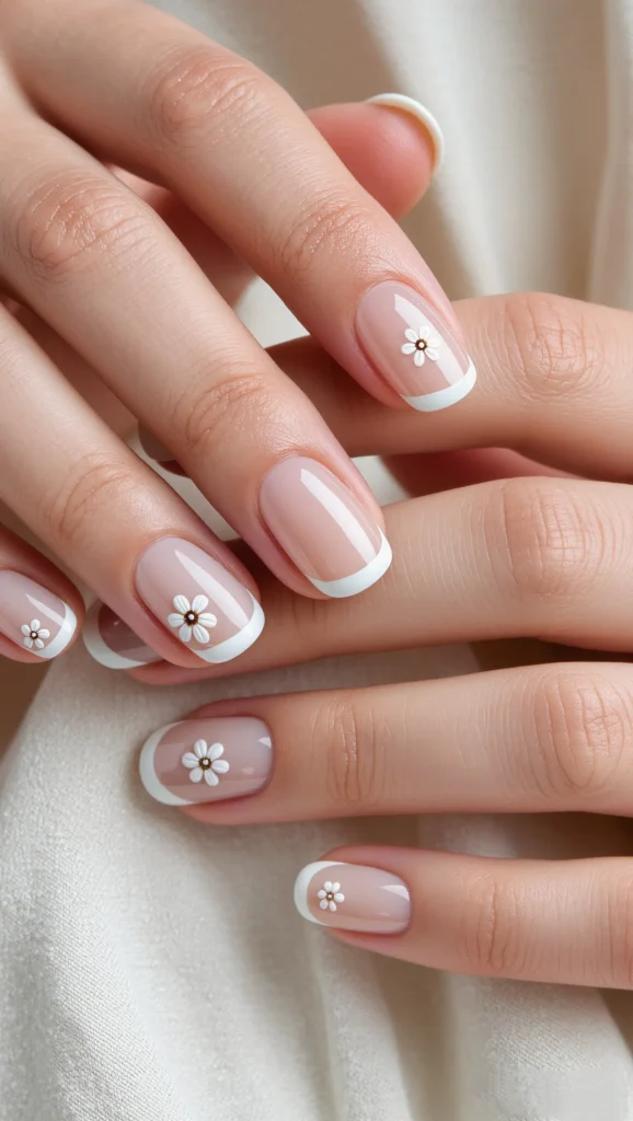 From Minimal to Playful: 22 Cute Nail Designs to Try in 2026 4 Minimal Ivory Florals