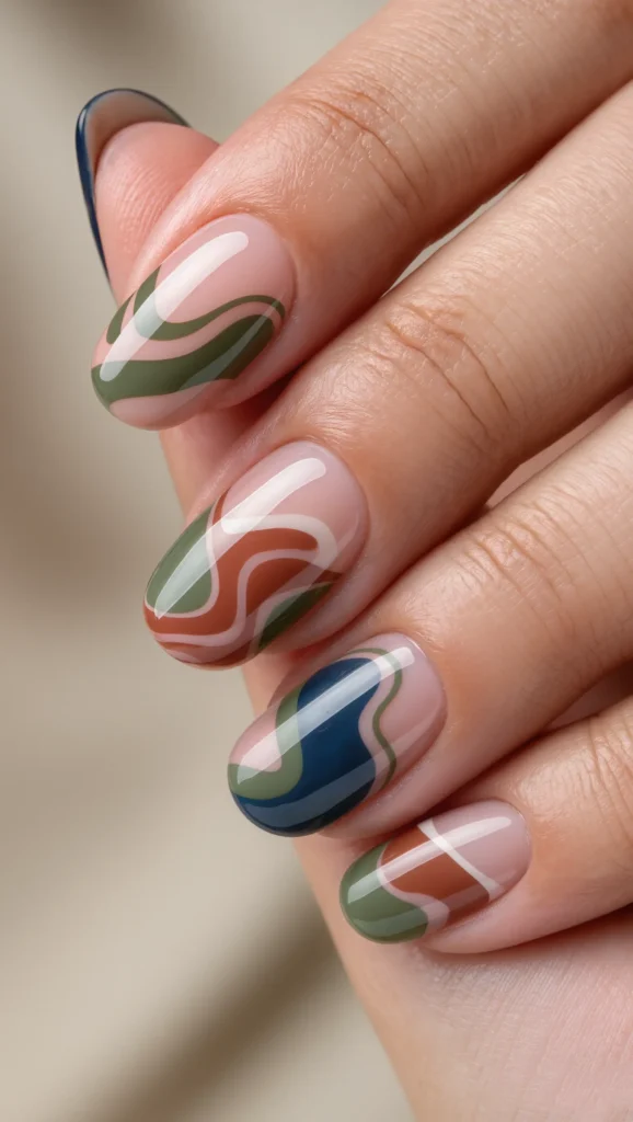 From Minimal to Playful: 22 Cute Nail Designs to Try in 2026 15 Nature-Inspired Multicolor Swirl Nails