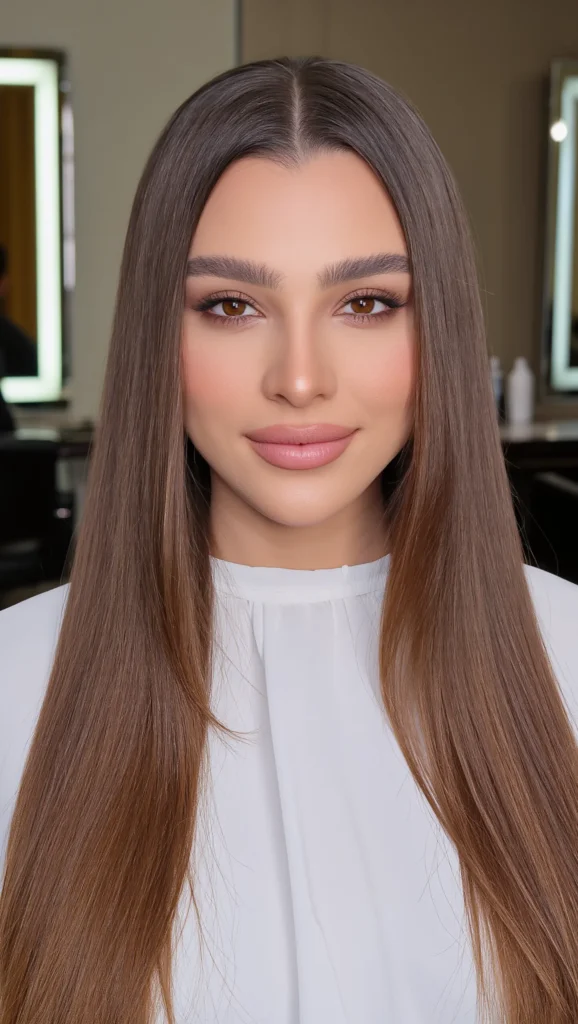 22 Clean Girl Hair Ideas 2026 for Women Who Love Effortless Chic 4 The Perfect Center Part Down-Do