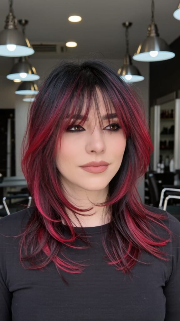 Raspberry Curtain Bangs