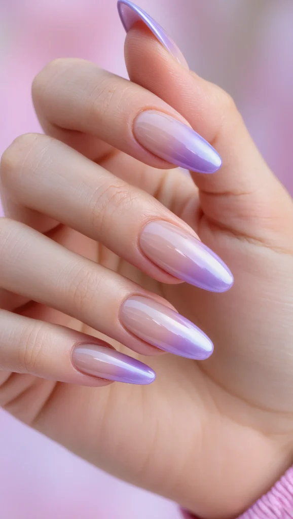 Soft Lilac Gradient Stiletto Nails