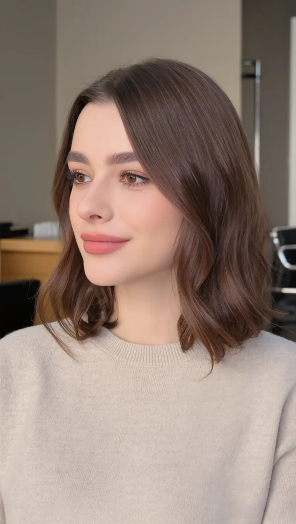 Wavy Lob with Side-Part Bang