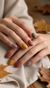 Almond Nails with Earthy Color Palette