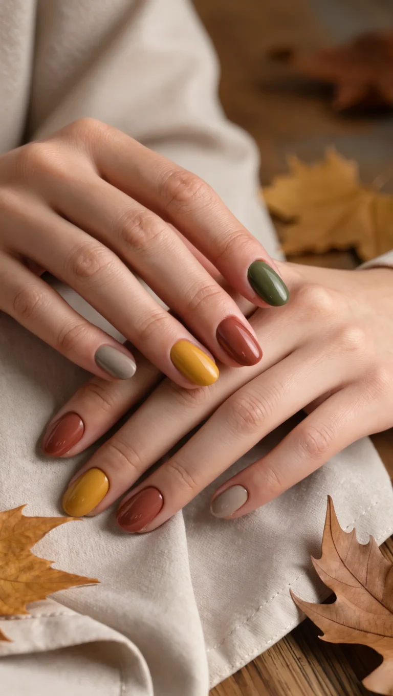 Autumn Refined: 22 Fall Aesthetic Nails for 2026 9 Almond Nails with Earthy Color Palette