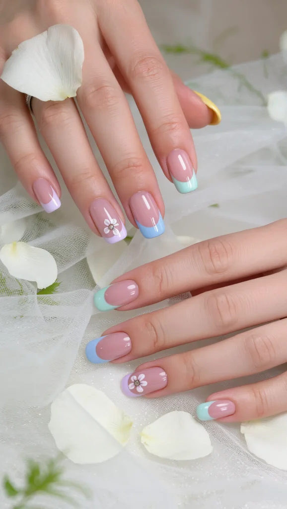 Almond Nails with Soft Pastel Tips