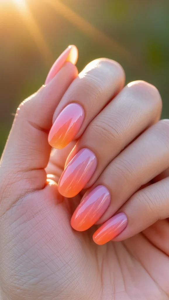 Almond Nails with Sunset Ombre