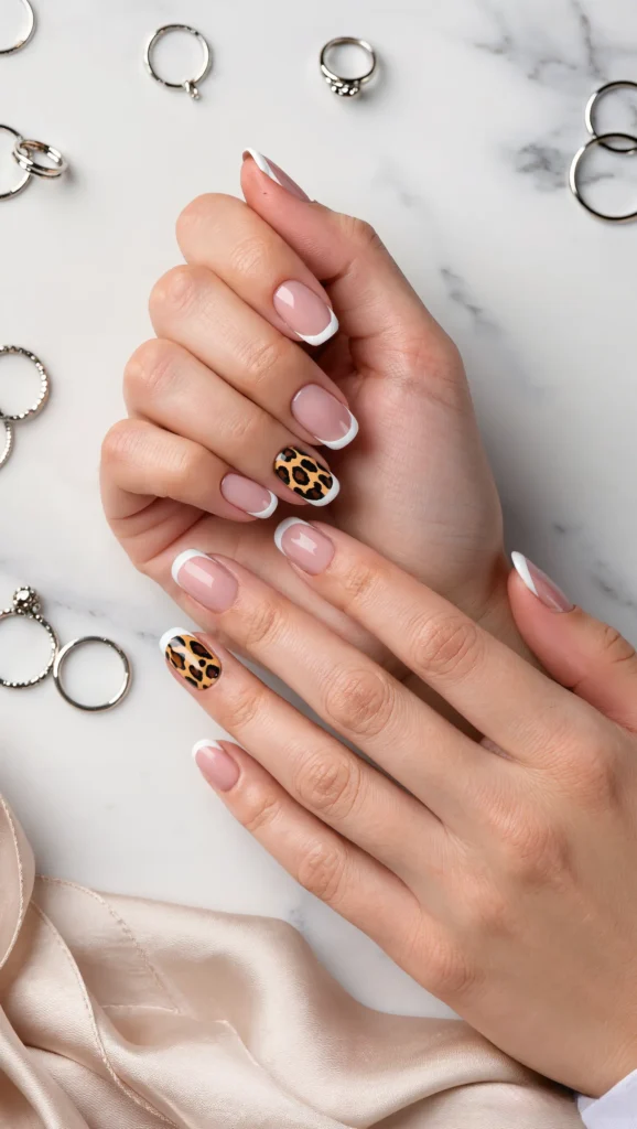 Animal Print French Tips
