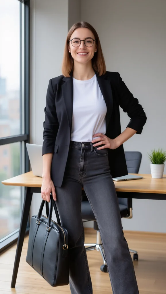 21 Stylish Spring Workwear Outfits for 2026 13 Blazer and Denim Combo for Business Casual