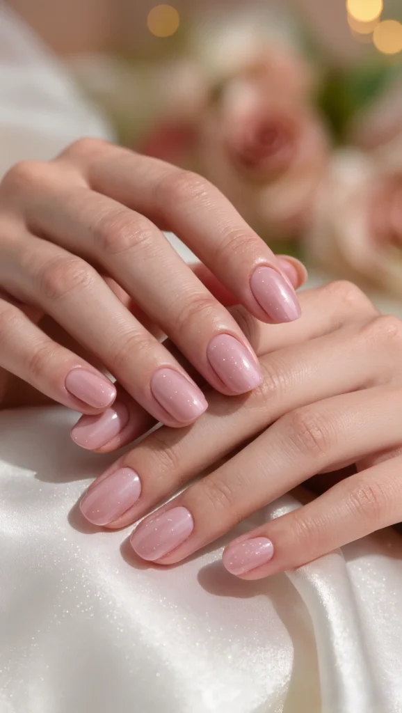 Blush Nude Nails with Subtle Shimmer