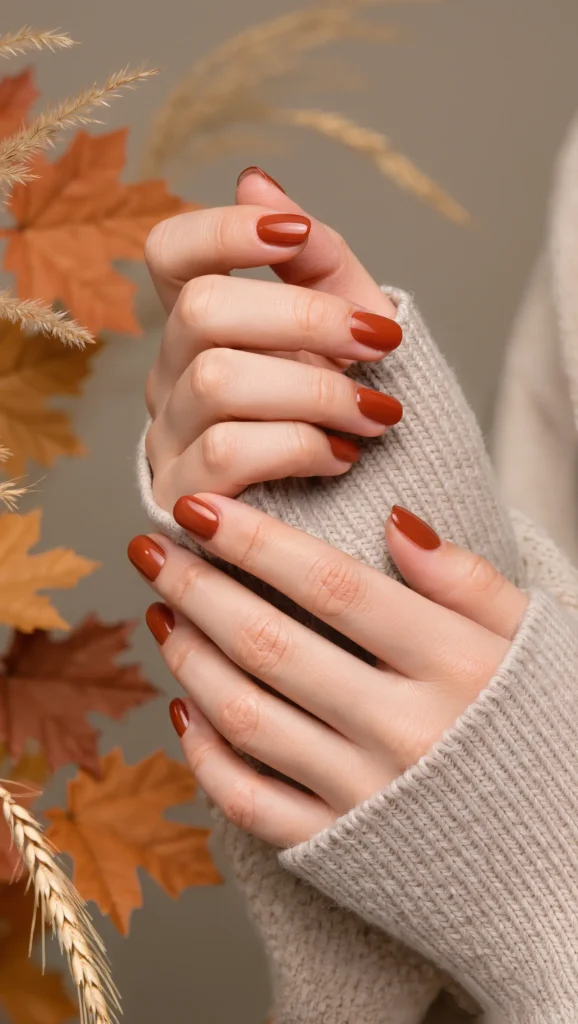 Burnt Orange Nails with Modern Finish