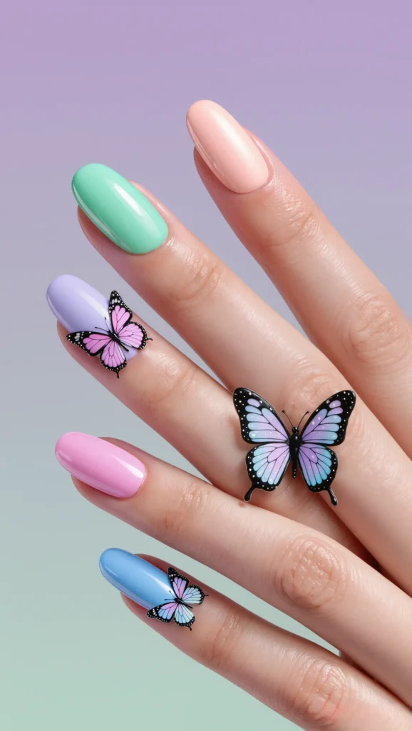 Butterfly Nail Art with Modern Touch