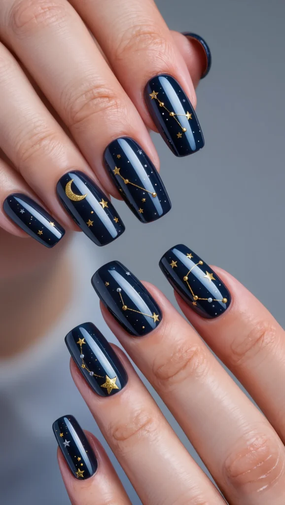 Celestial & Starry Coffin Nails