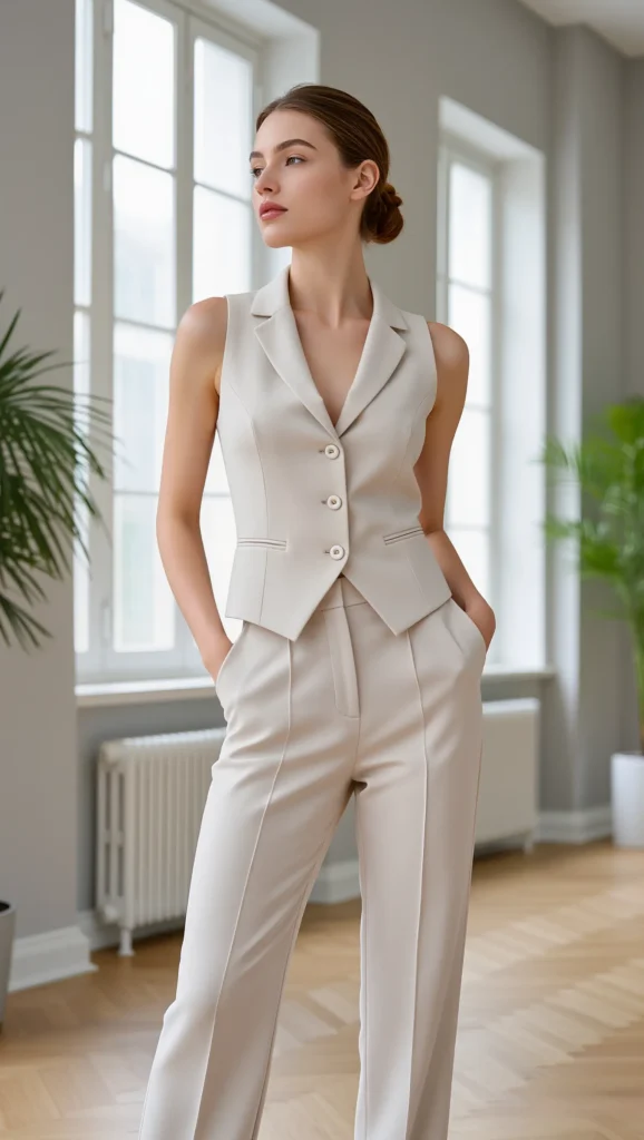 21 Stylish Spring Workwear Outfits for 2026 9 Chic Vest with Matching Tailored Pants