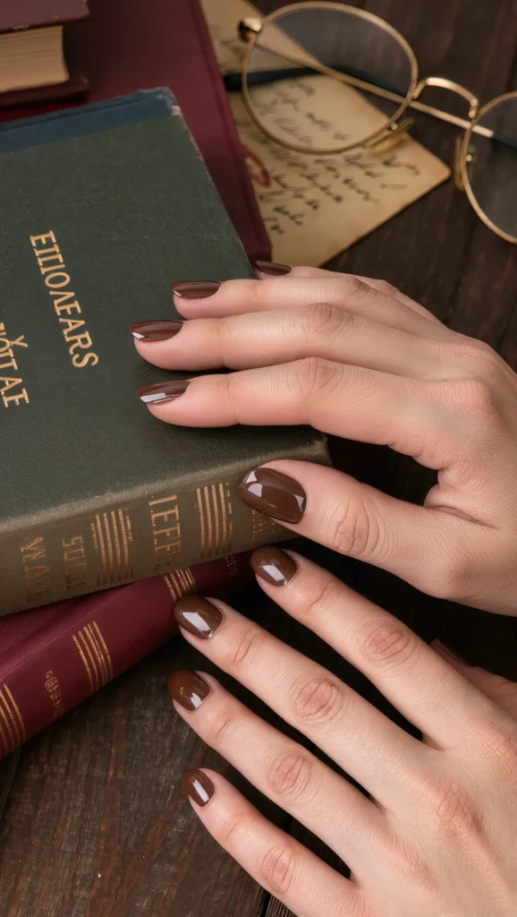 Chocolate Brown Nails with High Shine