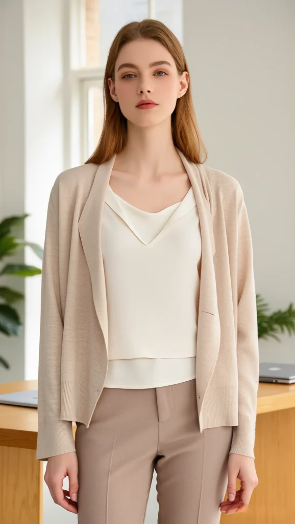 21 Stylish Spring Workwear Outfits for 2026 19 Clean, Minimal Work Outfit with Soft Layers