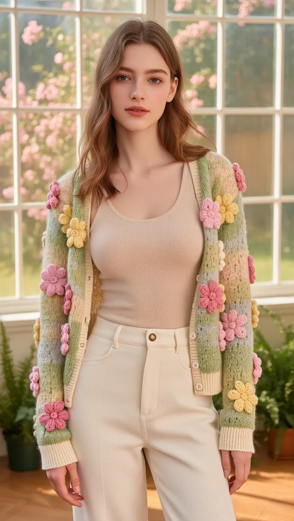 22 Floral Spring Outfit Ideas for 2026: Romantic & Chic 9 Floral Print Cardigan over a Neutral Outfit