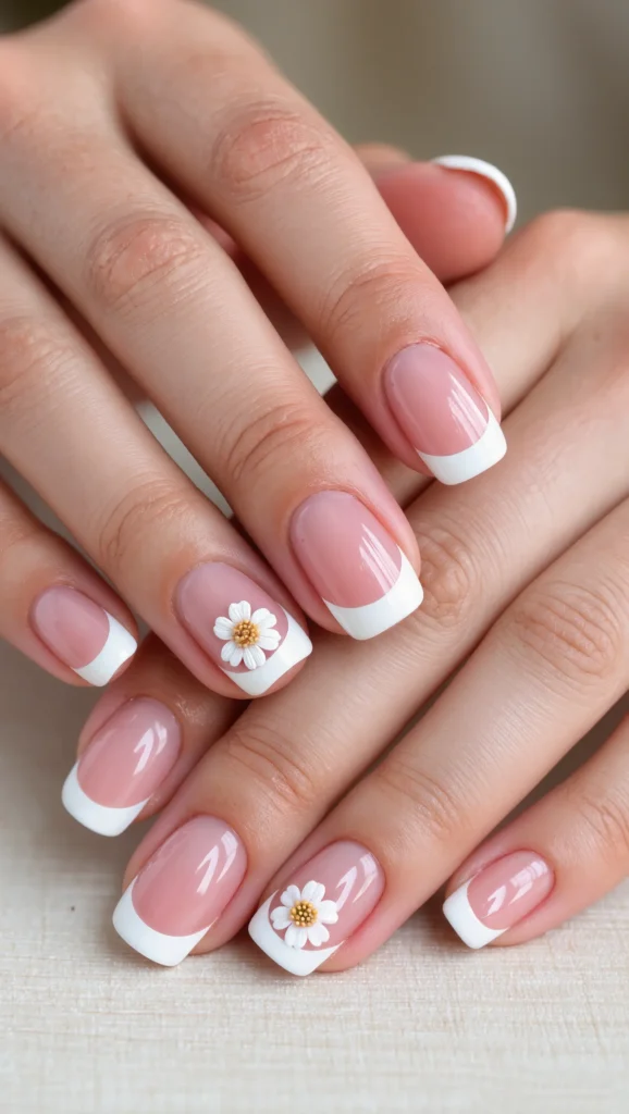 Floral Nails Are Blooming: 21 Flower Nail Trends for 2026 16 French Nails with Floral Cuticle Details