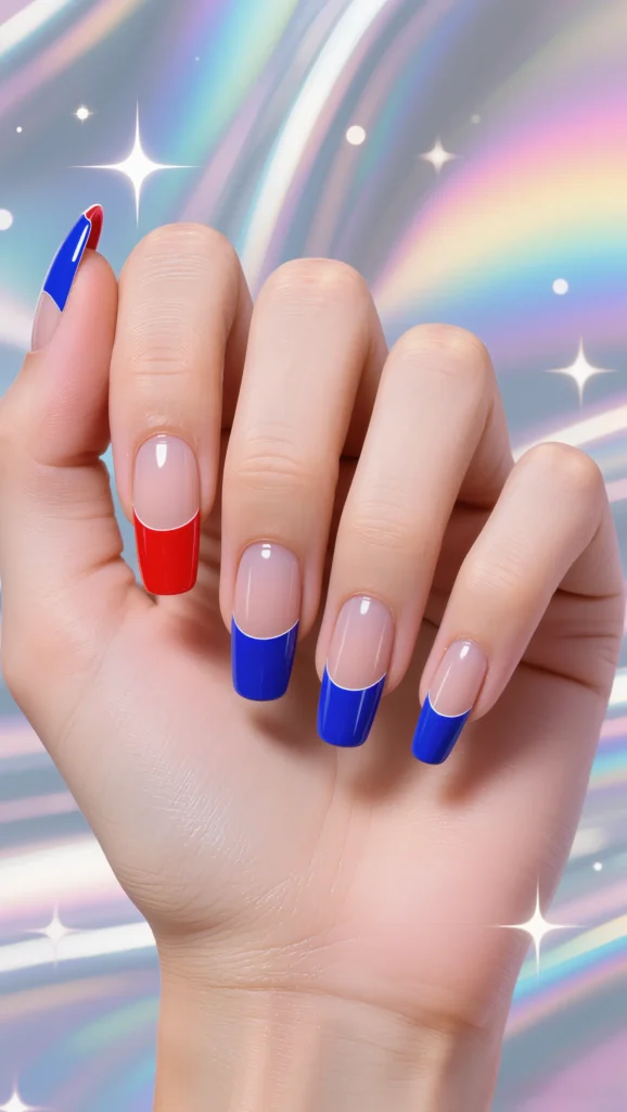 French Tip Nails with Bold Color Tips