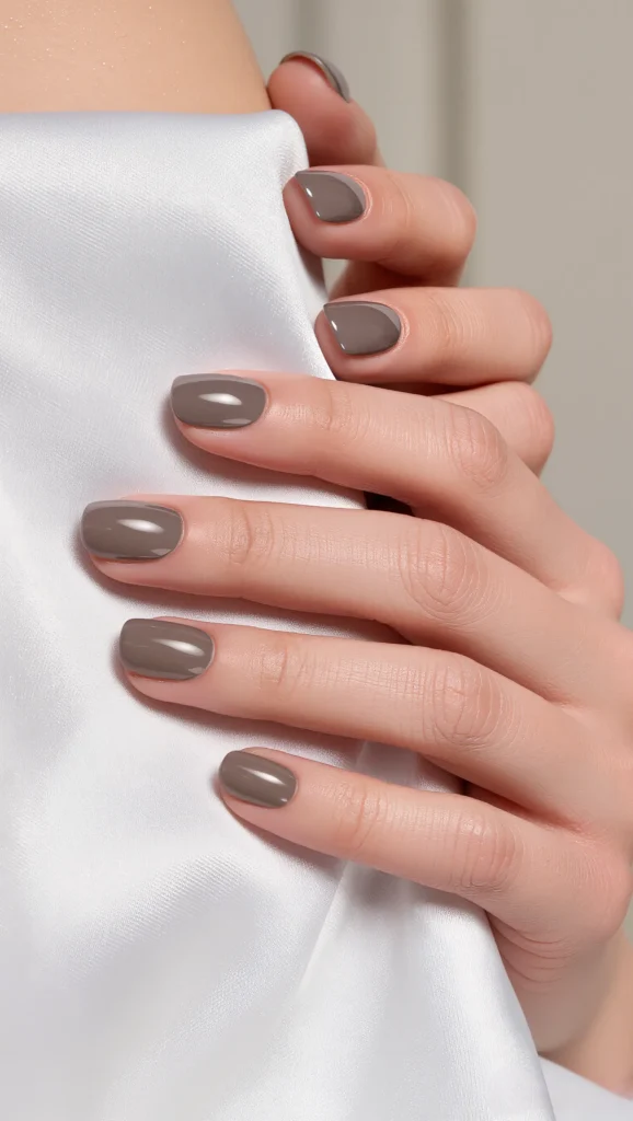 Glossy Taupe Nails with Refined Style