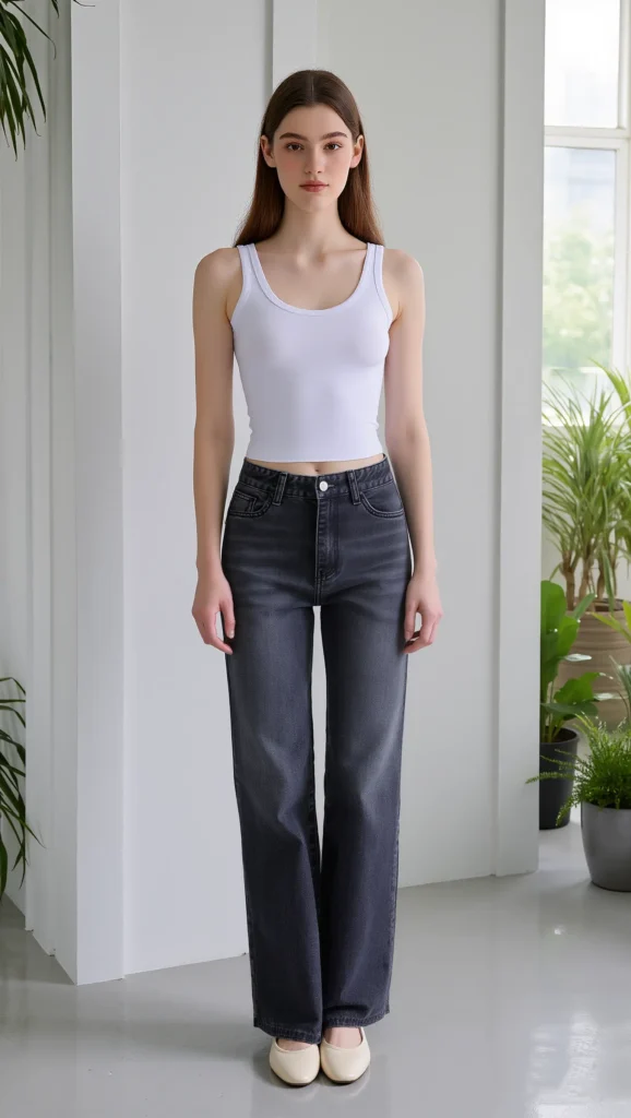 21 Casual Everyday Spring Outfits 2026: Chic & Comfortable Looks 17 High-Waisted Jeans + Sculpted Tank + Ballet Flats