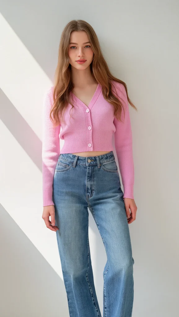22 Spring Denim Outfits for 2026 You’ll Want to Save 5 High-Waisted Jeans with a Cropped Cardigan