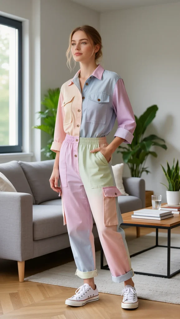 Cotton Jumpsuit + Low-Top Sneakers