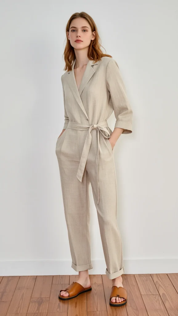 22 Spring Brunch Outfits for 2026 You’ll Want to Save 14 Neutral Jumpsuit + Low Sandals