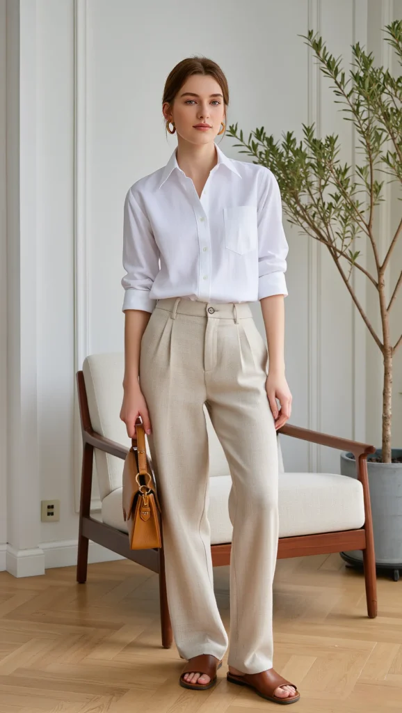 22 Spring Brunch Outfits for 2026 You’ll Want to Save 15 White Poplin Shirt + Linen Trousers