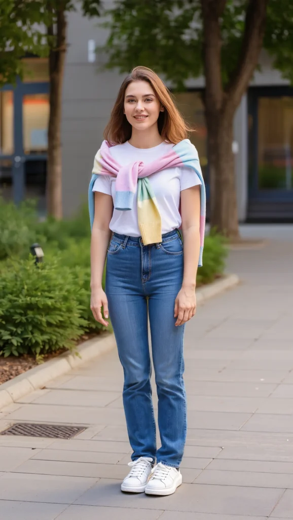 22 Spring Brunch Outfits for 2026 You’ll Want to Save 19 Light Sweater Draped Over Shoulders + Jeans