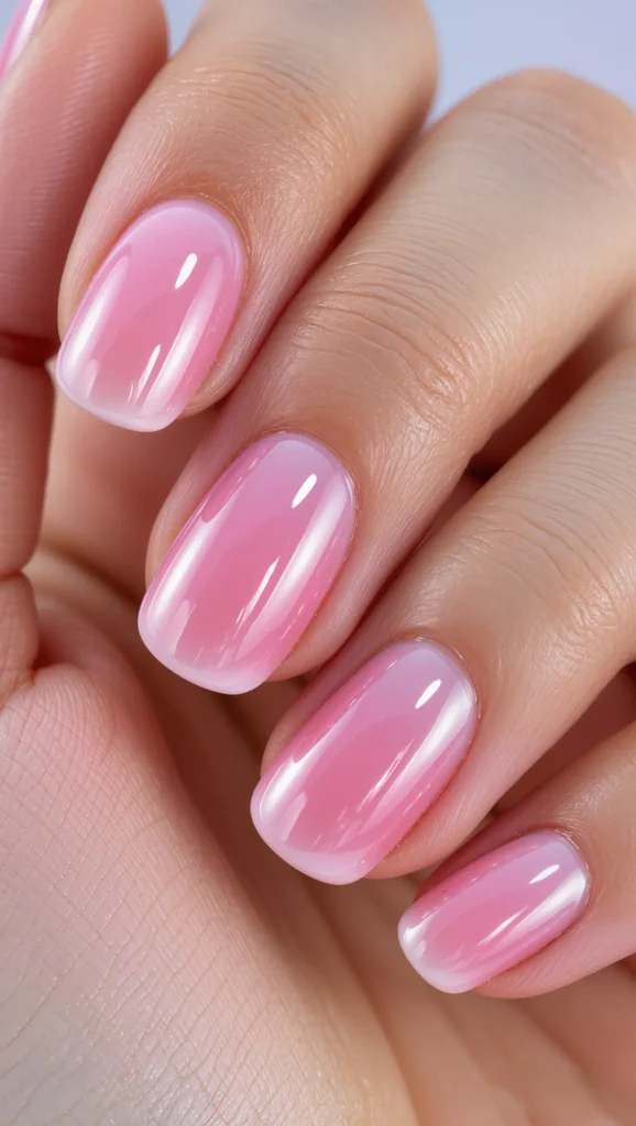Jelly Pink Nails with Glossy Finish