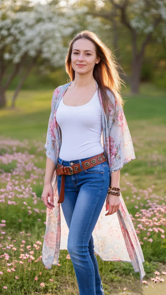 22 Floral Spring Outfit Ideas for 2026: Romantic & Chic 19 Lightweight Floral Kimono for Spring Layers