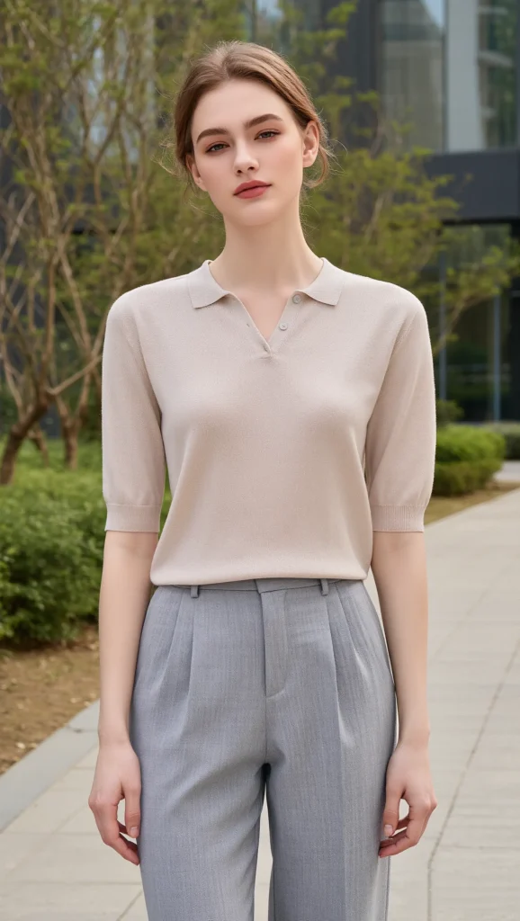 23 Chic Minimal Spring Outfits for 2026: The Beauty of Less 12 Lightweight Knit Polo + Straight Trousers