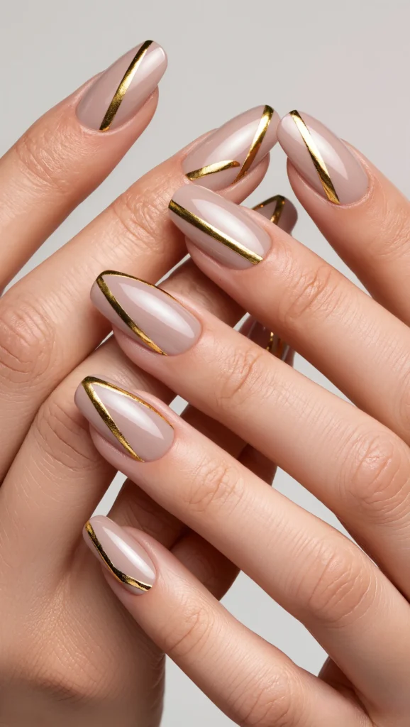 Matte Nude + Gold Lines