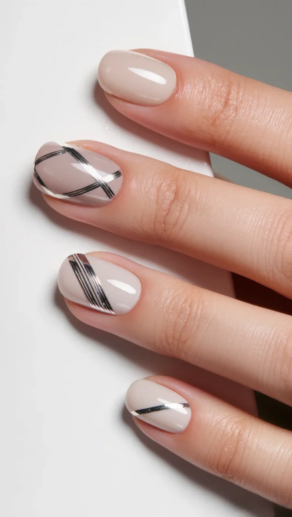 Metallic Accent Nails with Futuristic Style