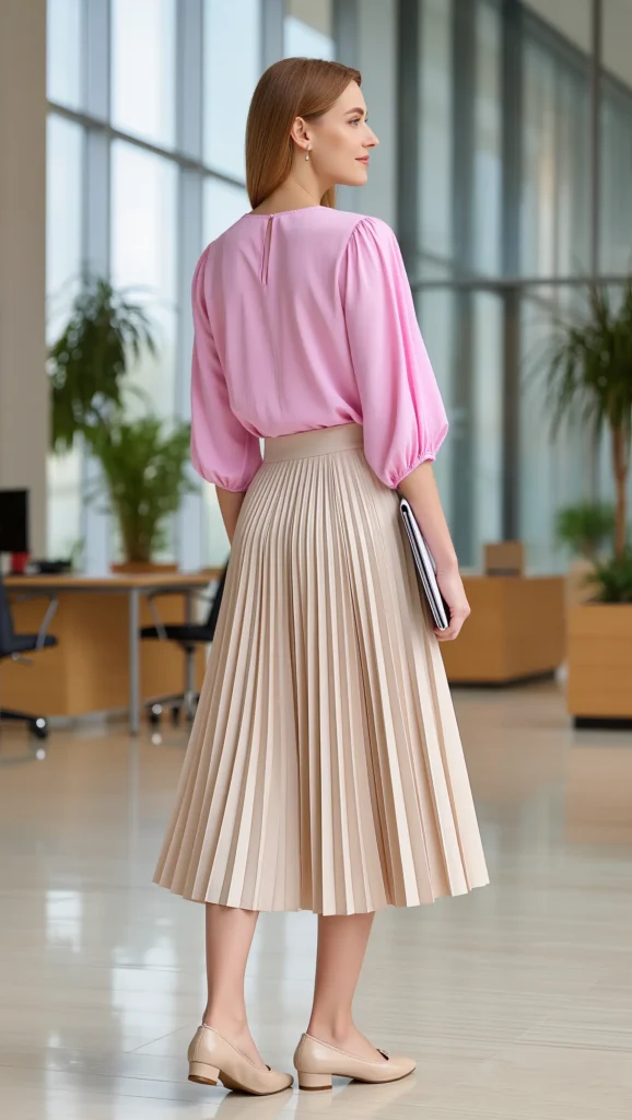 22 Business Casual Spring Outfit Ideas for 2026 5 Midi Skirt with a Lightweight Blouse
