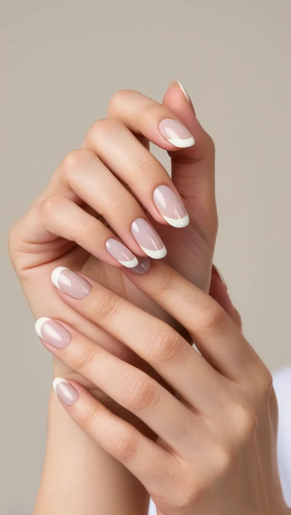 Milky Nude Nails with French Edging